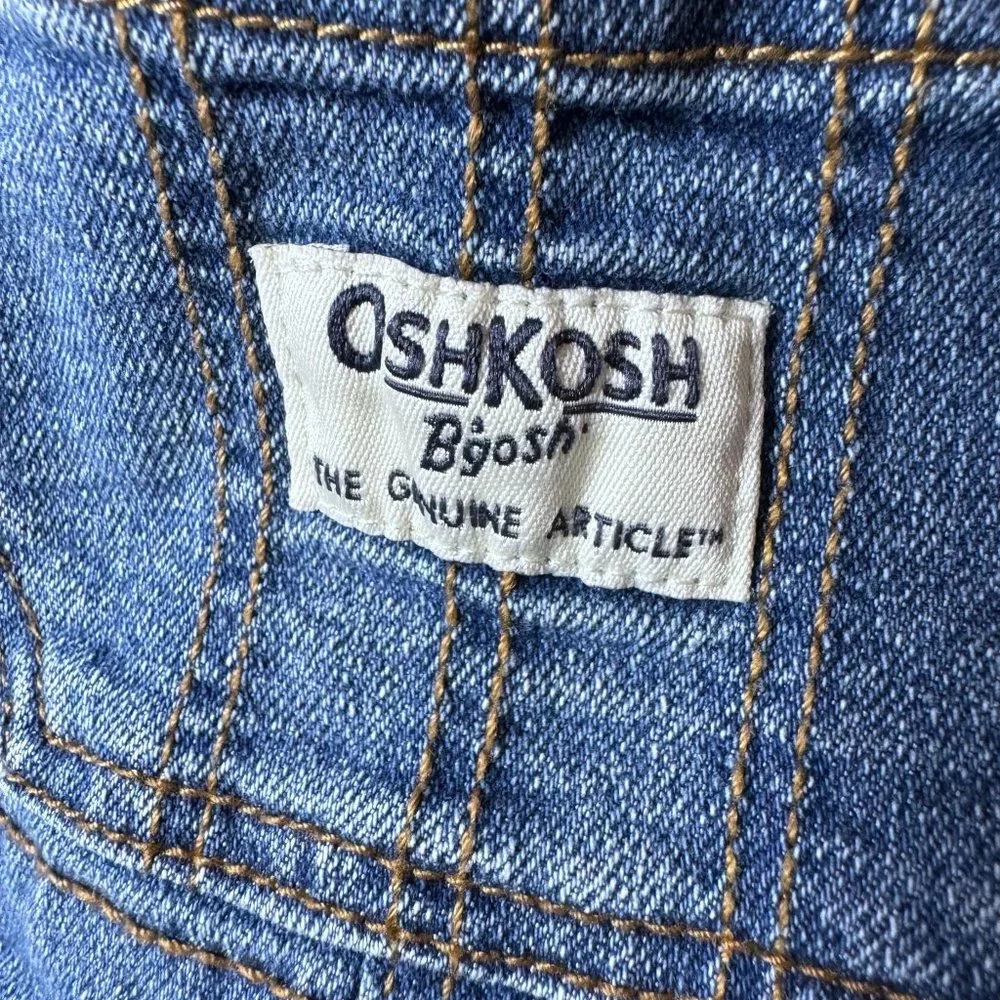 OshKosh B'Gosh Baby Girls Size 3M 3 Months Denim Jean Overalls Floral Blue Pants